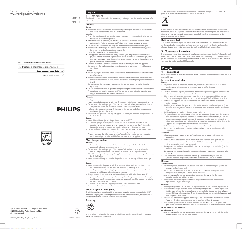 Página 1 del manual Manual de usuario Philips Daily Collection HR2113