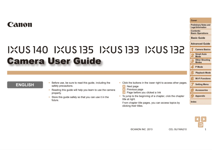 Image de la première page du manuel de l'appareil Ixus 132