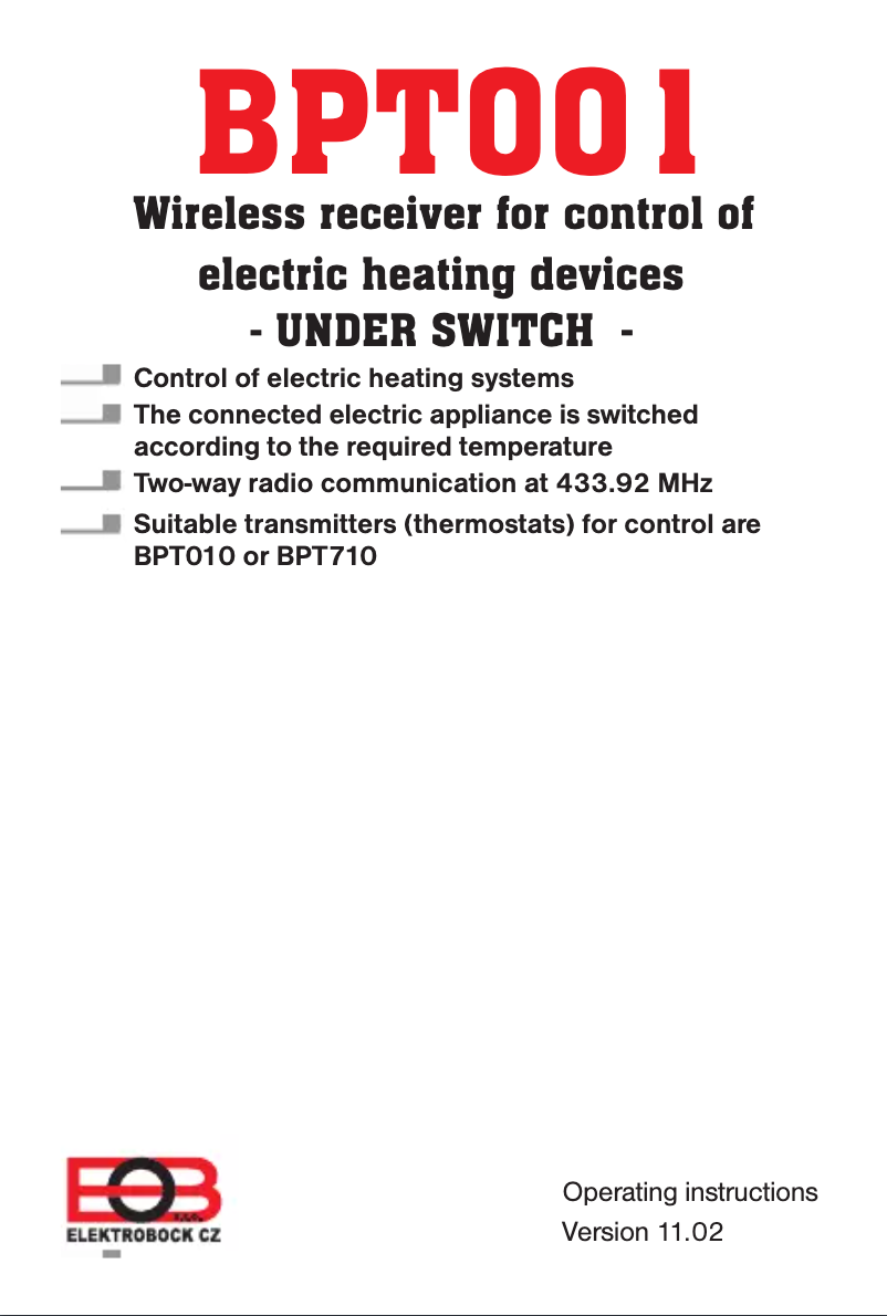Image de la première page du manuel de l'appareil BPT001