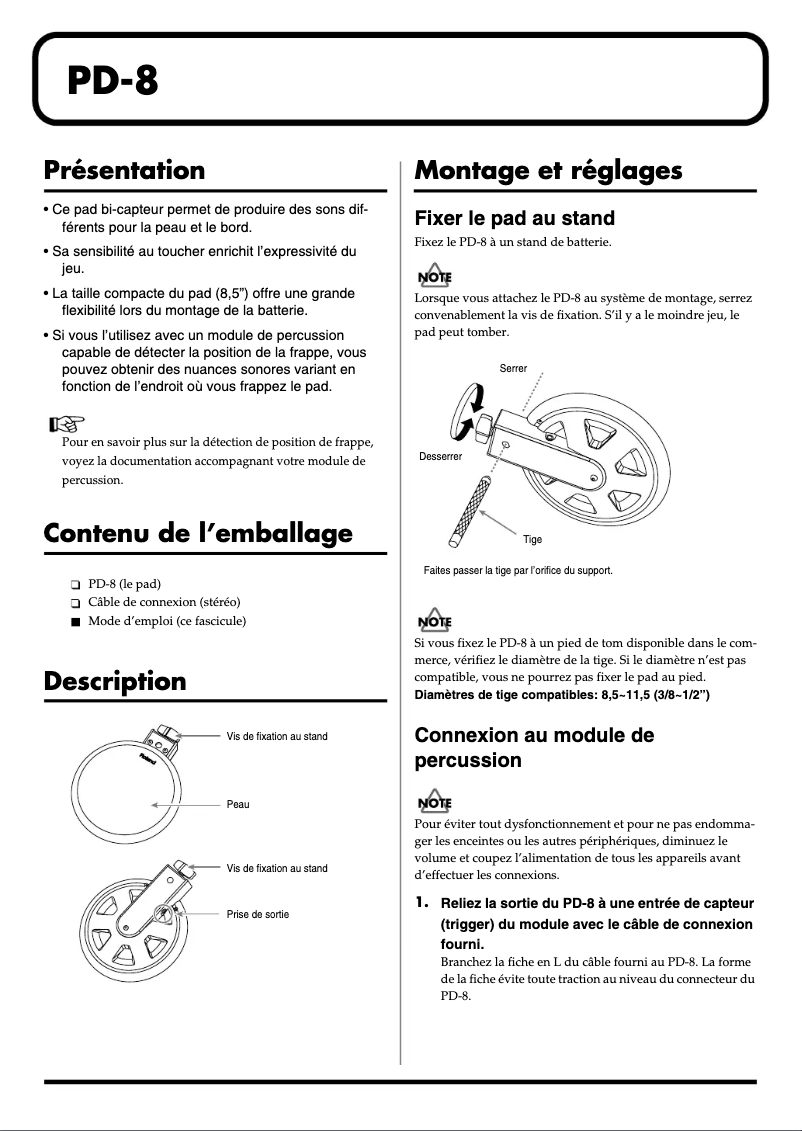 Image de la première page du manuel de l'appareil PD-8