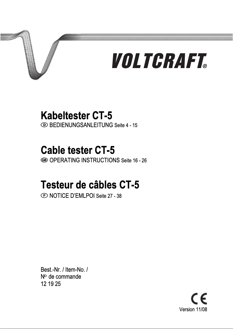 Page 1 de la notice Manuel utilisateur Voltcraft CT-5