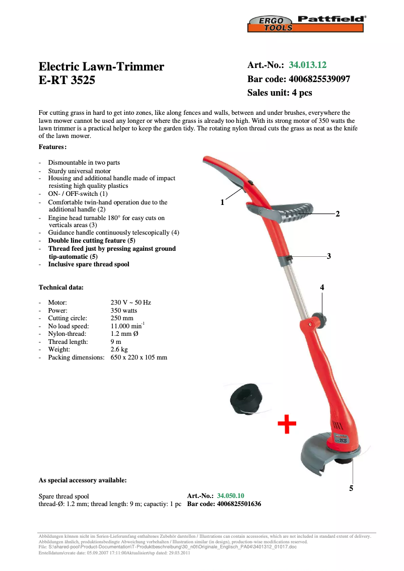 Image de la première page du manuel de l'appareil E-RT 3525