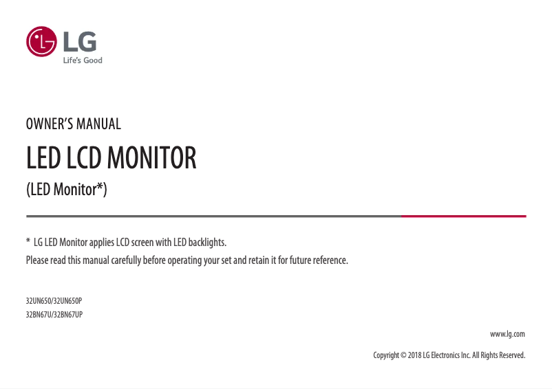 Image de la première page du manuel de l'appareil 32UN650P