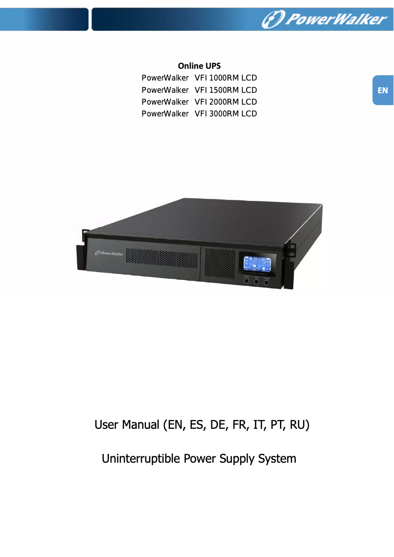Image de la première page du manuel de l'appareil PowerWalker VFI 2000RM LCD