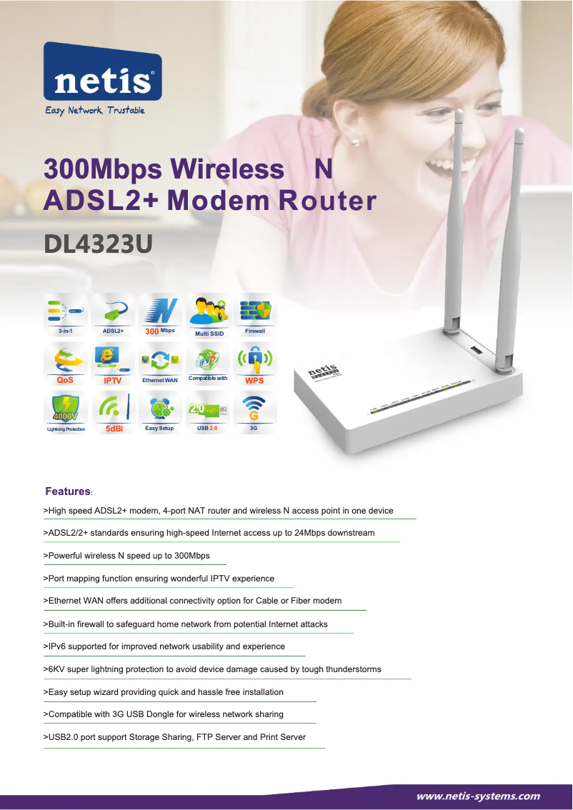 Page n°1 - Fiche technique Netis DL4323U
