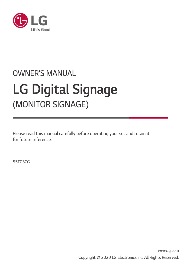 Page 1 of the manual User Manual LG 55TC3CG