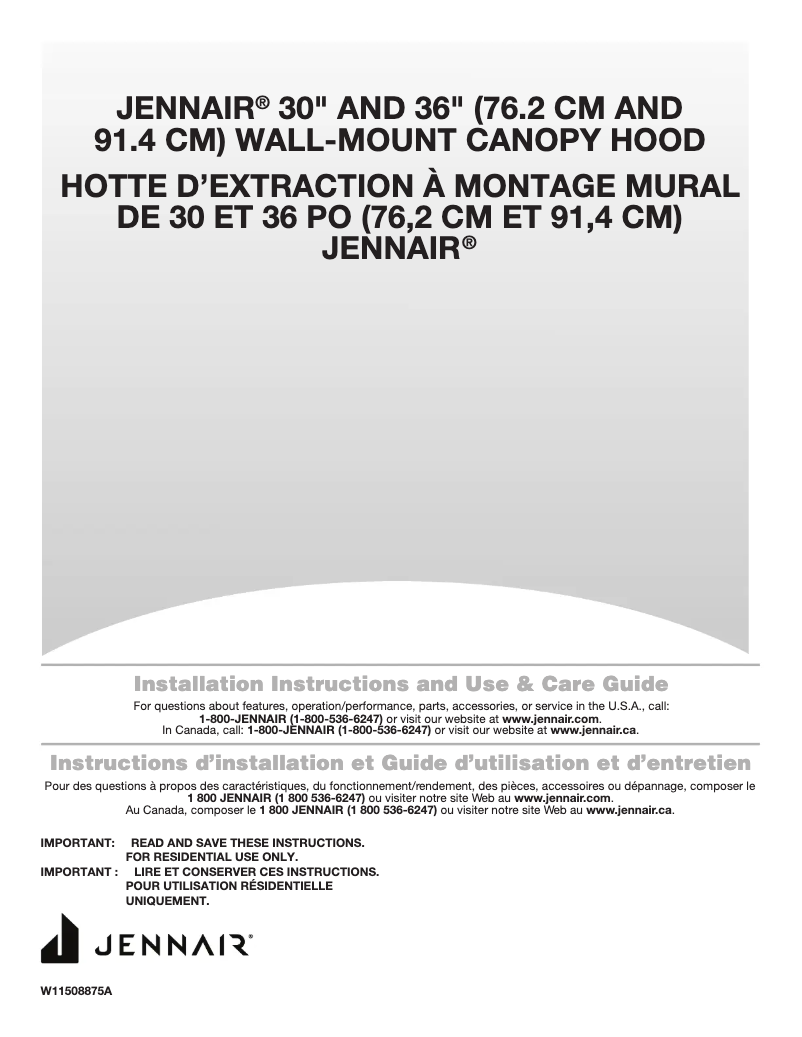 Page 1 de la notice Guide d'installation JennAir JVW0630LS