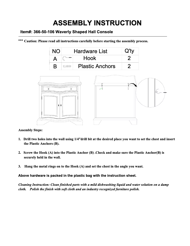 Page n°1 - Manuel utilisateur Hooker 366-50-106