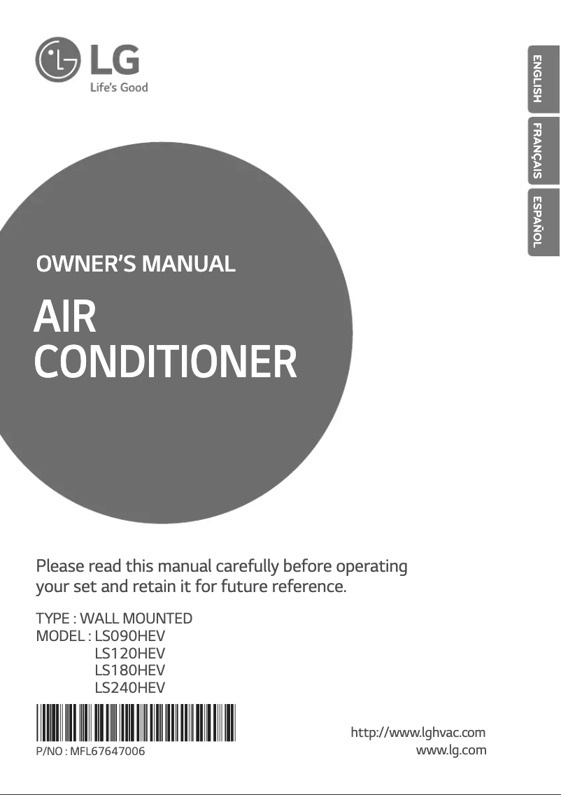 Page 1 de la notice Manuel utilisateur LG LSN180HEV