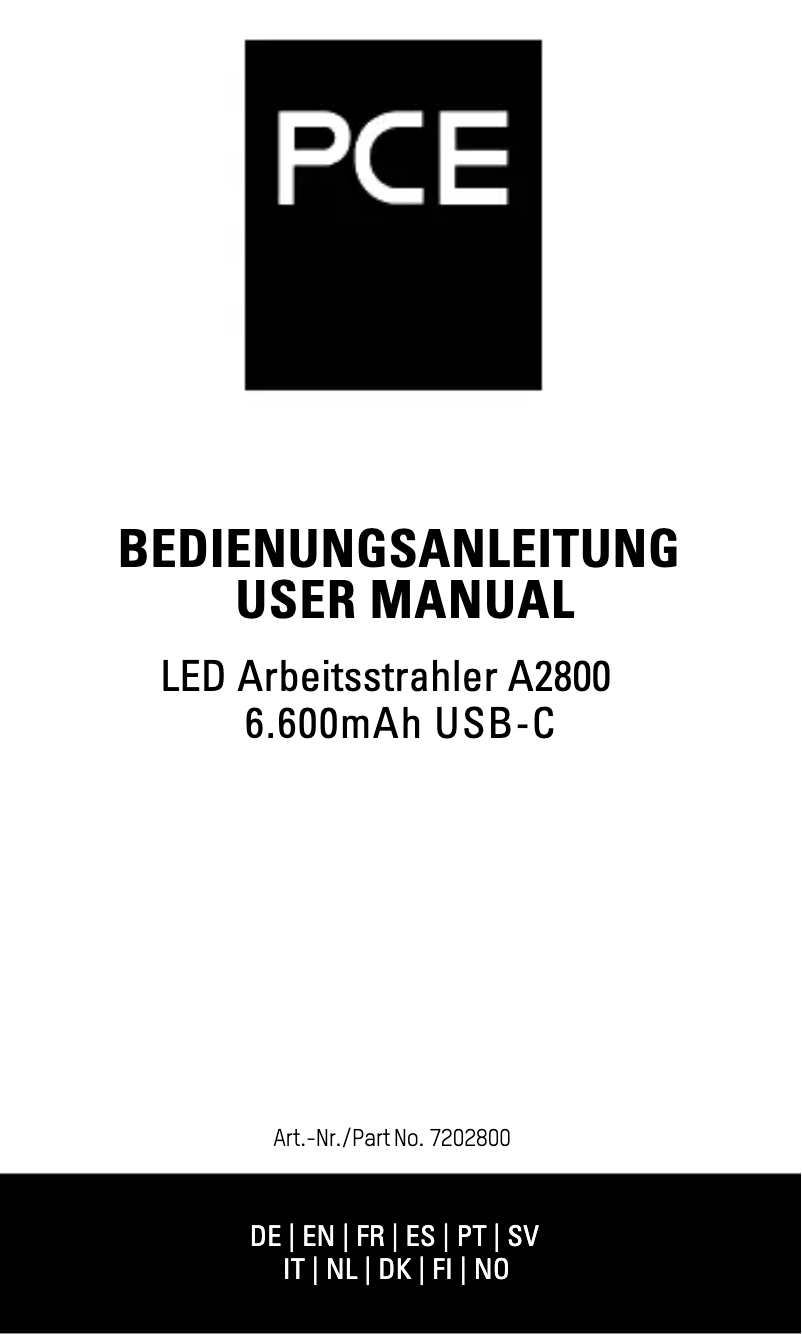 Página 1 del manual Manual de usuario PCE A2800