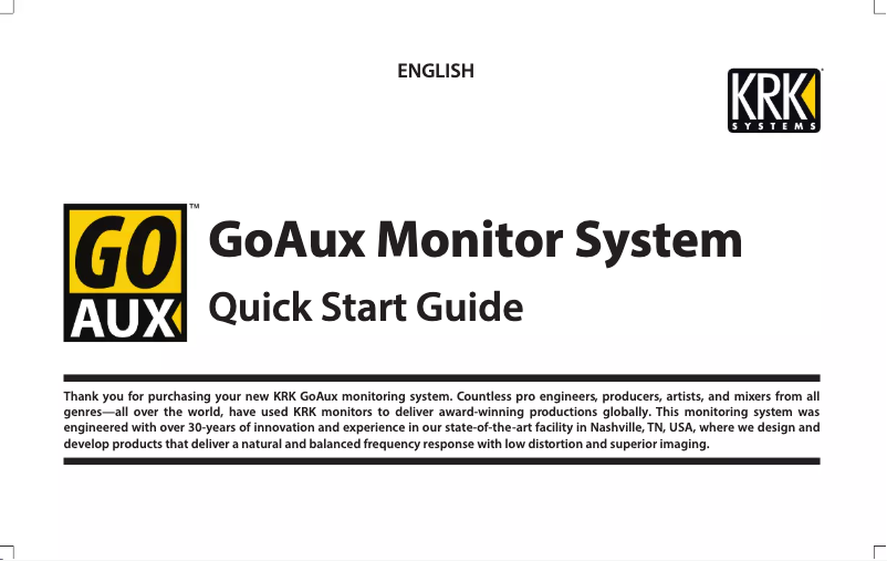 Page n°1 - Manuel utilisateur KRK GoAux 3