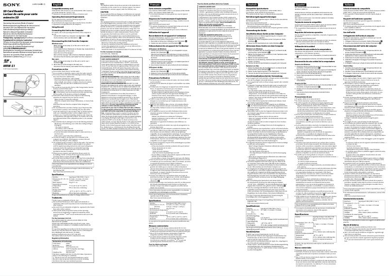 Image de la première page du manuel de l'appareil MRW-S1