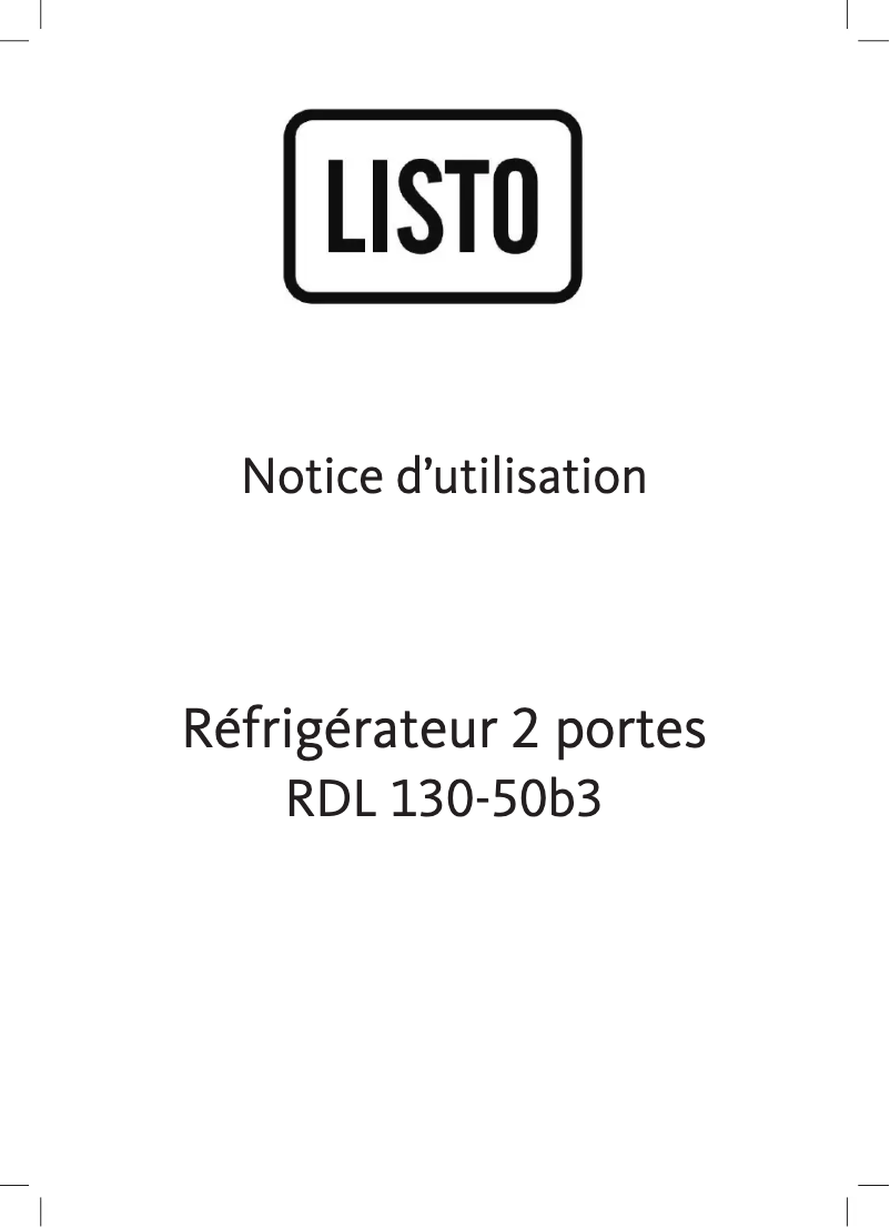 Page 1 de la notice Manuel utilisateur Listo RDL 130-50b3