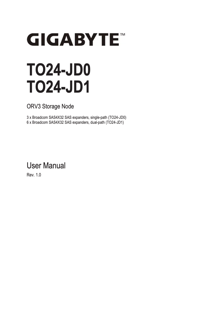 Page n°1 - Manuel utilisateur Gigabyte TO24-JD1
