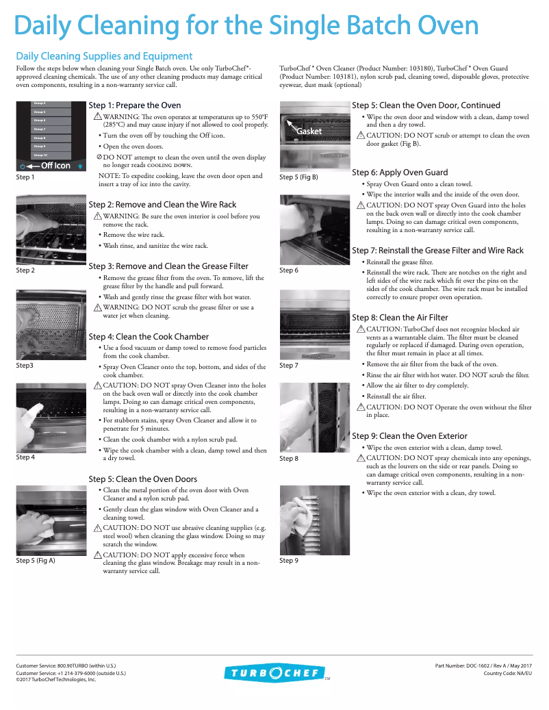 Page 1 de la notice Manuel utilisateur TurboChef Single Batch