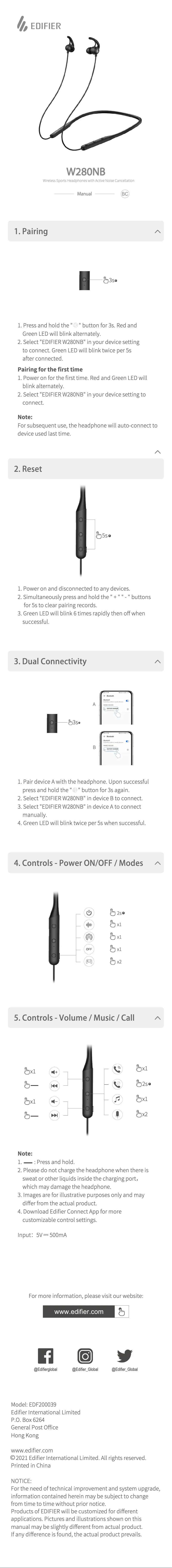 Image de la première page du manuel de l'appareil W280NB