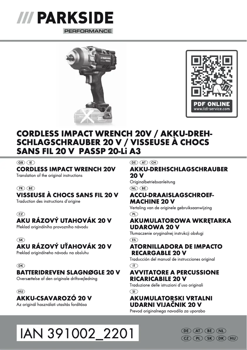 Image de la première page du manuel de l'appareil PDSSAP 20-Li B2