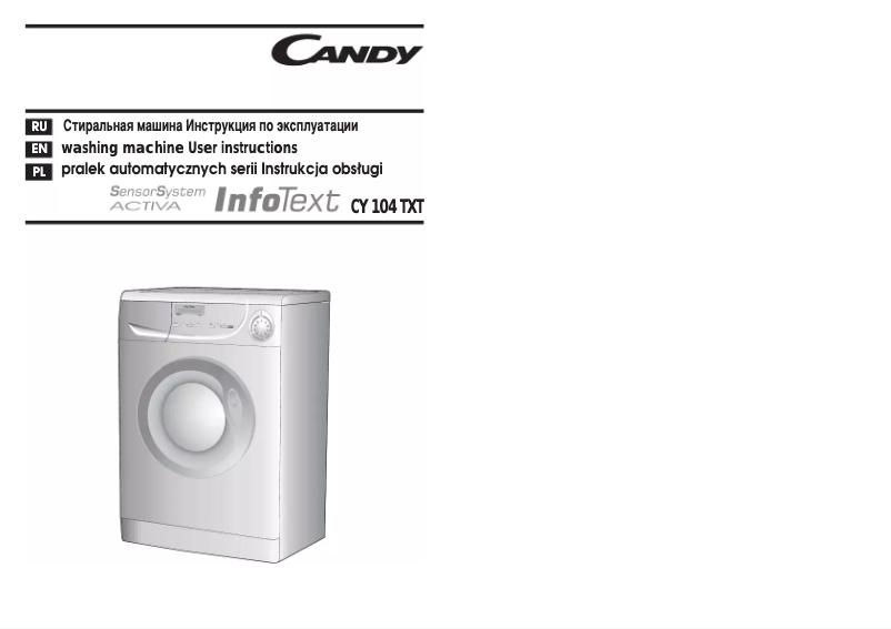 Page 1 de la notice Manuel utilisateur Candy CY 104 TXT