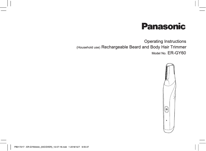 Page n°1 - Manuel utilisateur Panasonic ER-GY60