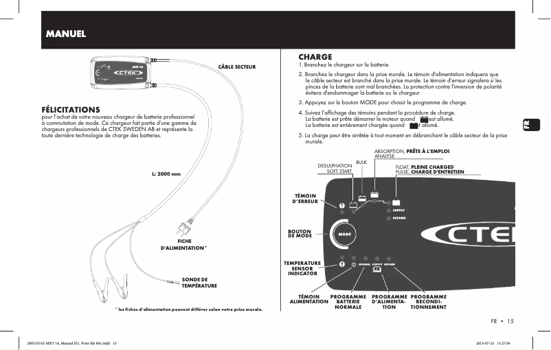 Página 1 del manual Manual de usuario Ctek Multi XT 14