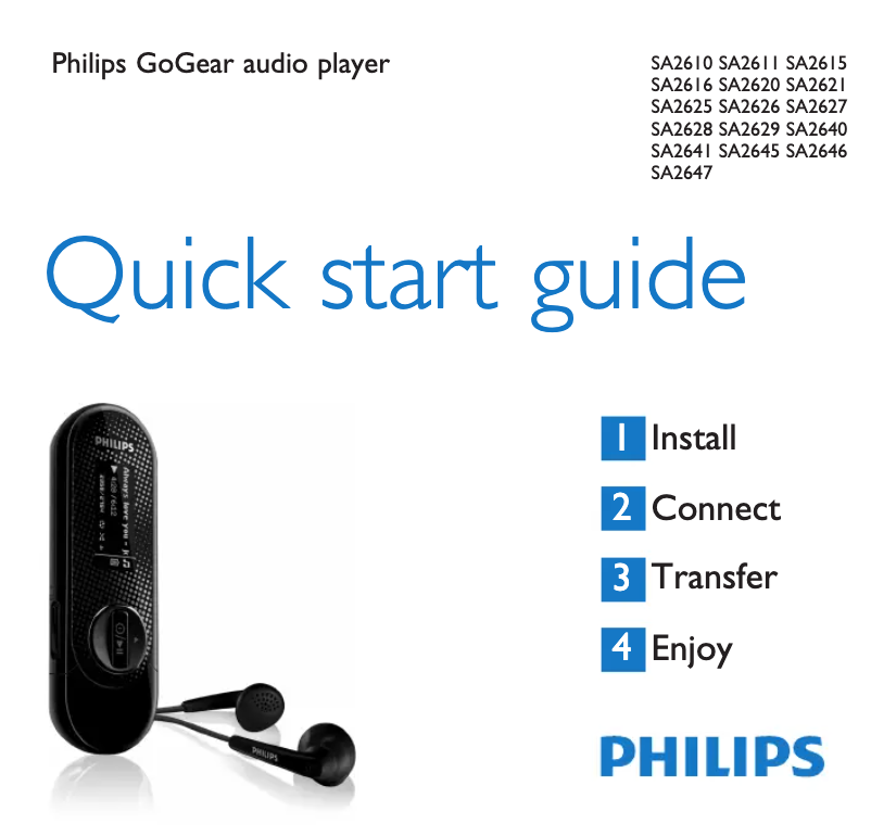 Page 1 of the manual Quick Start Guide Philips GoGear SA2641