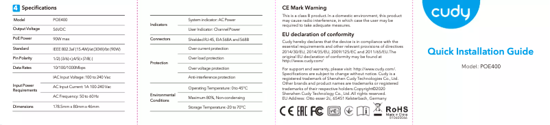 Image de la première page du manuel de l'appareil POE400