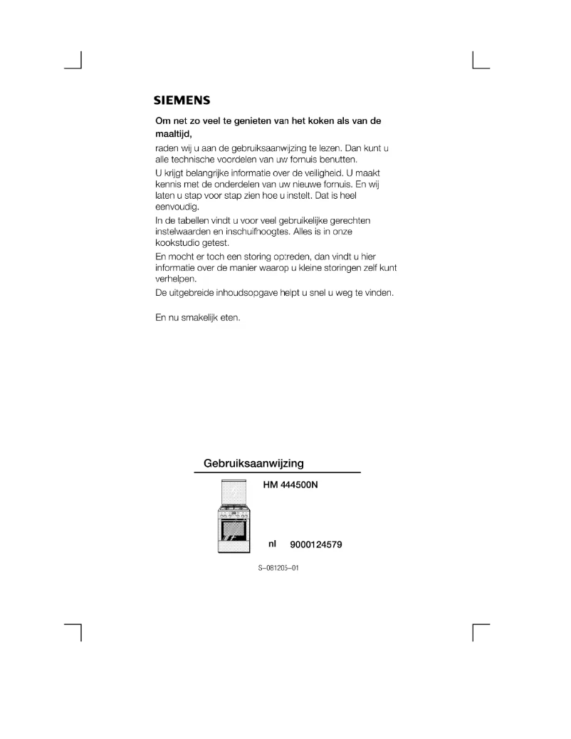 Page 1 de la notice Manuel utilisateur Siemens HM444500N