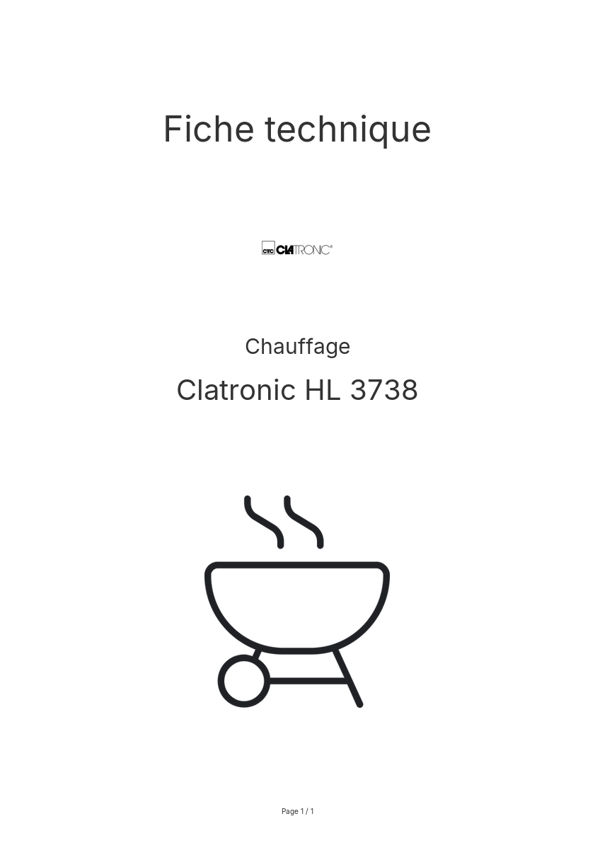 Page n°1 - Fiche technique Clatronic HL 3738