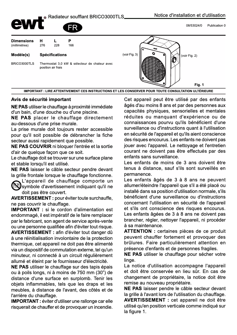 Página 1 del manual Manual de usuario EWT Brico 3000