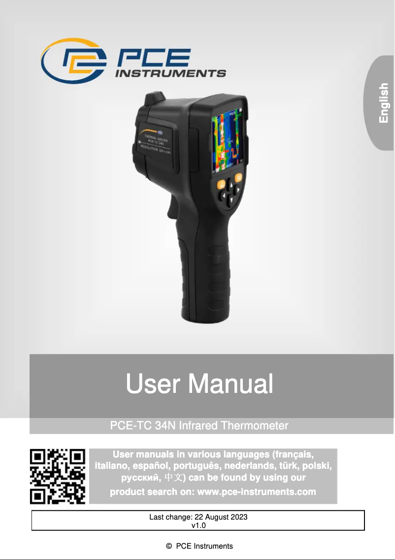 Page n°1 - Manuel utilisateur PCE Instruments PCE-TC 34N