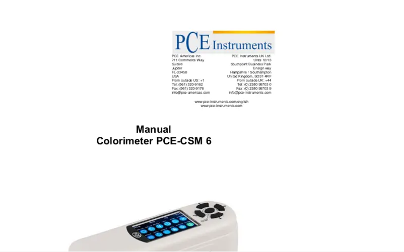 Page n°1 - Manuel utilisateur PCE Instruments PCE-CSM 6