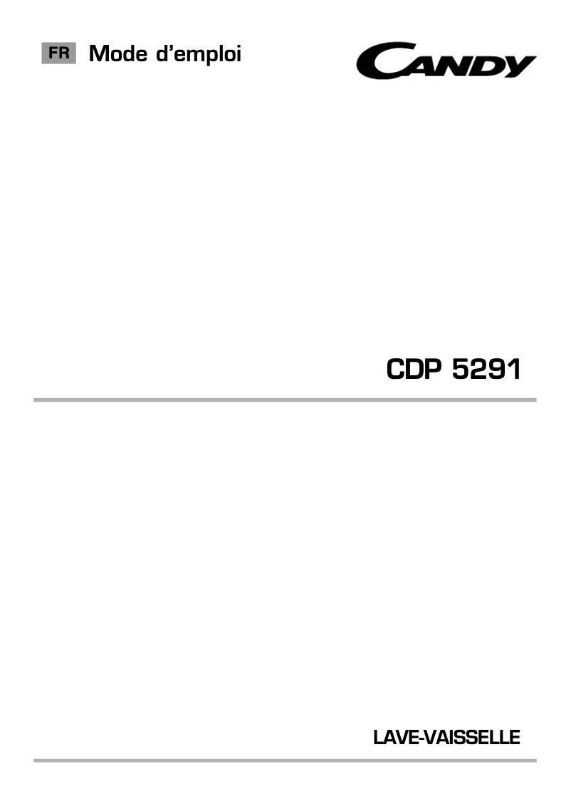 Page n°1 - Manuel utilisateur Candy CDP 5291-47