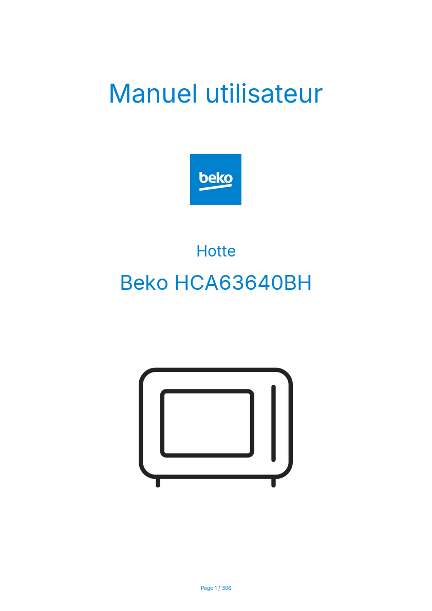 Page n°1 - Manuel utilisateur Beko HCA63640BH