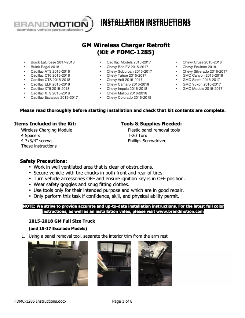 Page 1 de la notice Manuel utilisateur Brandmotion FDMC-1285