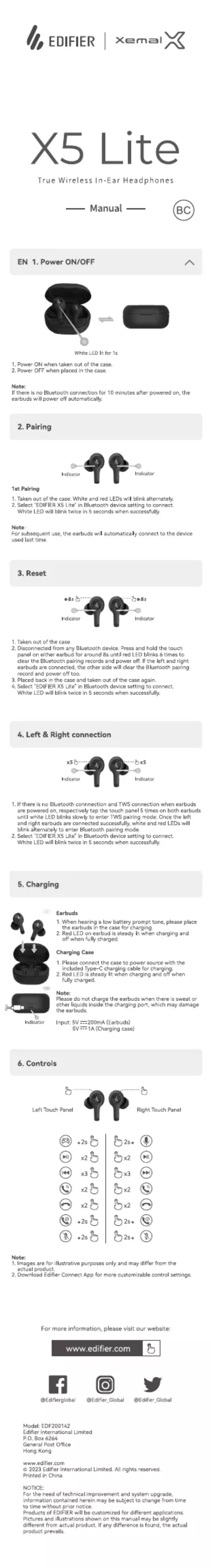 Page n°1 - Manuel utilisateur Edifier X5 Lite
