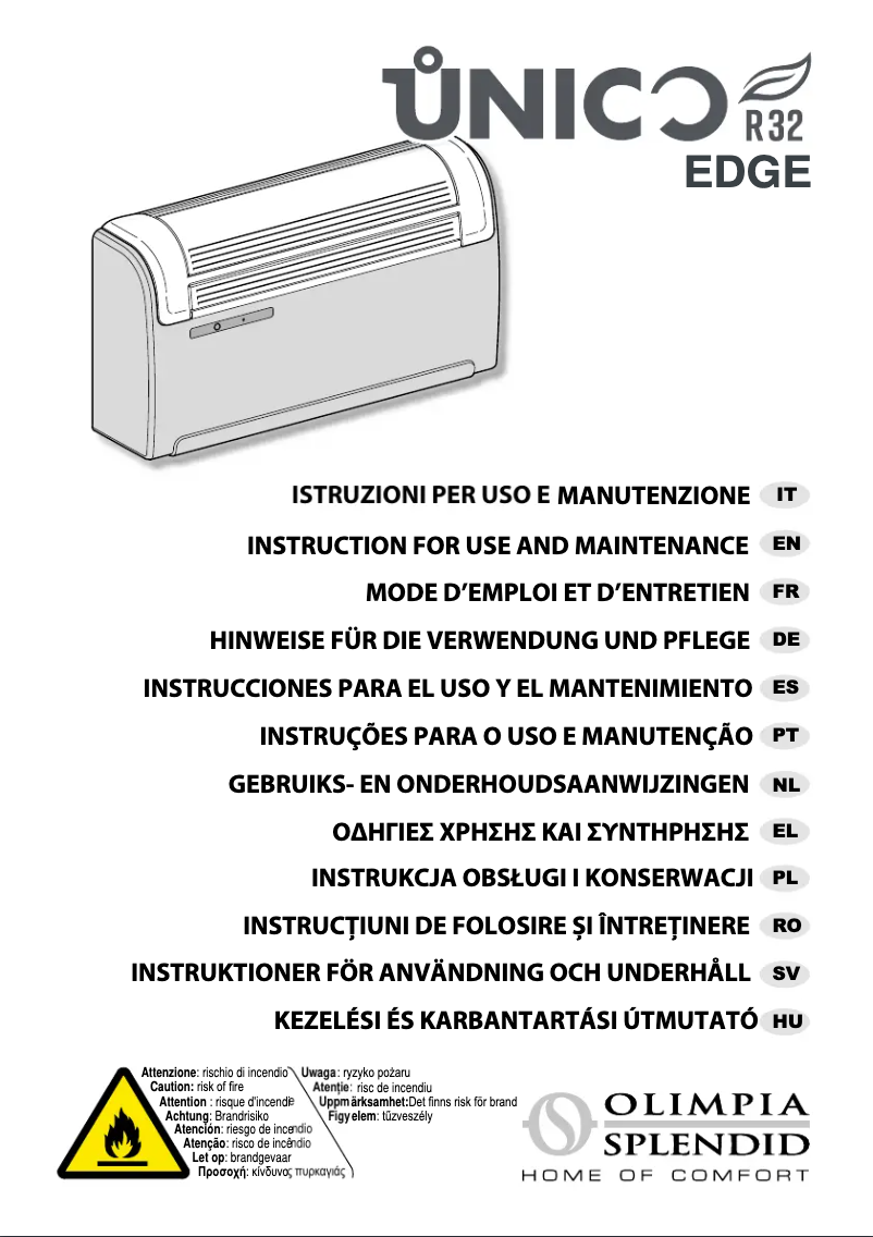 Page 1 de la notice Manuel utilisateur Olimpia Splendid Unico Edge