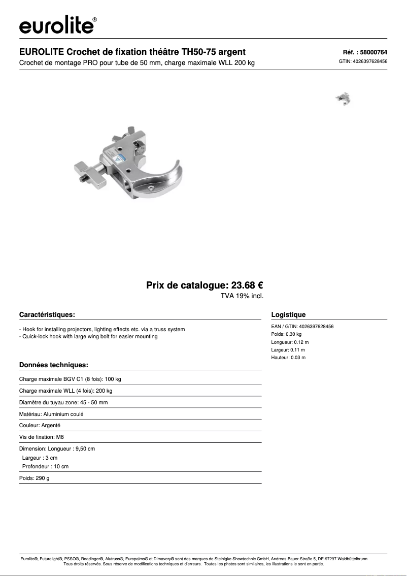 Page n°1 - Fiche technique Eurolite TH50