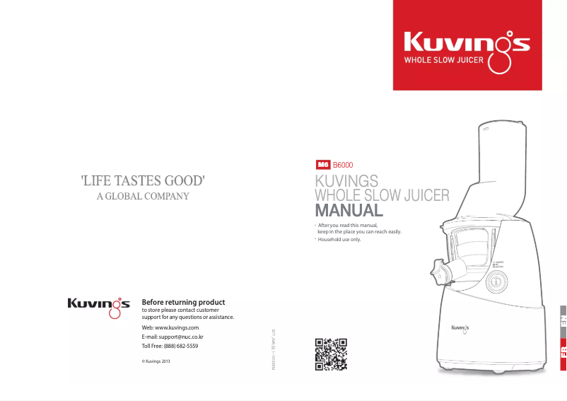 Page n°1 - Manuel utilisateur Kuvings Big Mouth