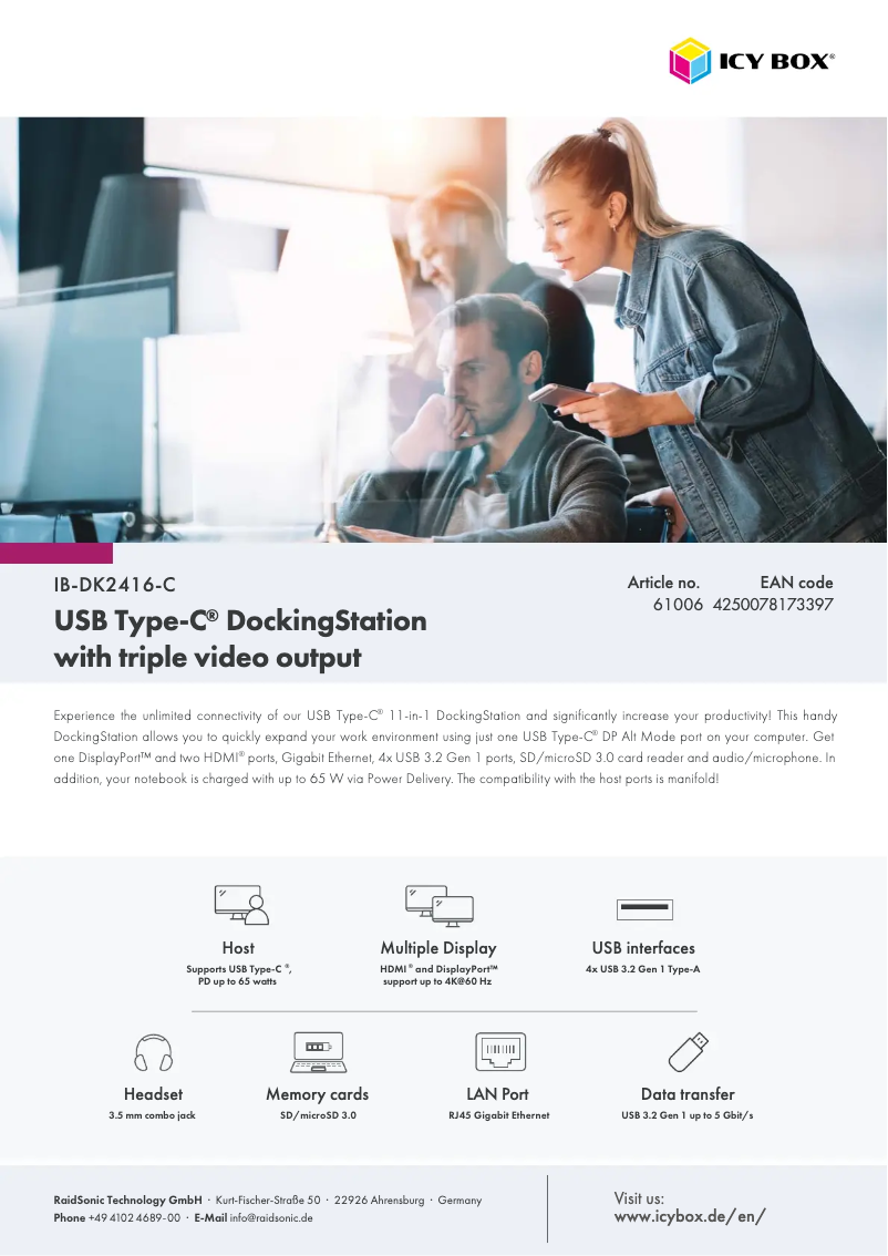 Page 1 de la notice Fiche technique Icy Box IB-DK2416-C