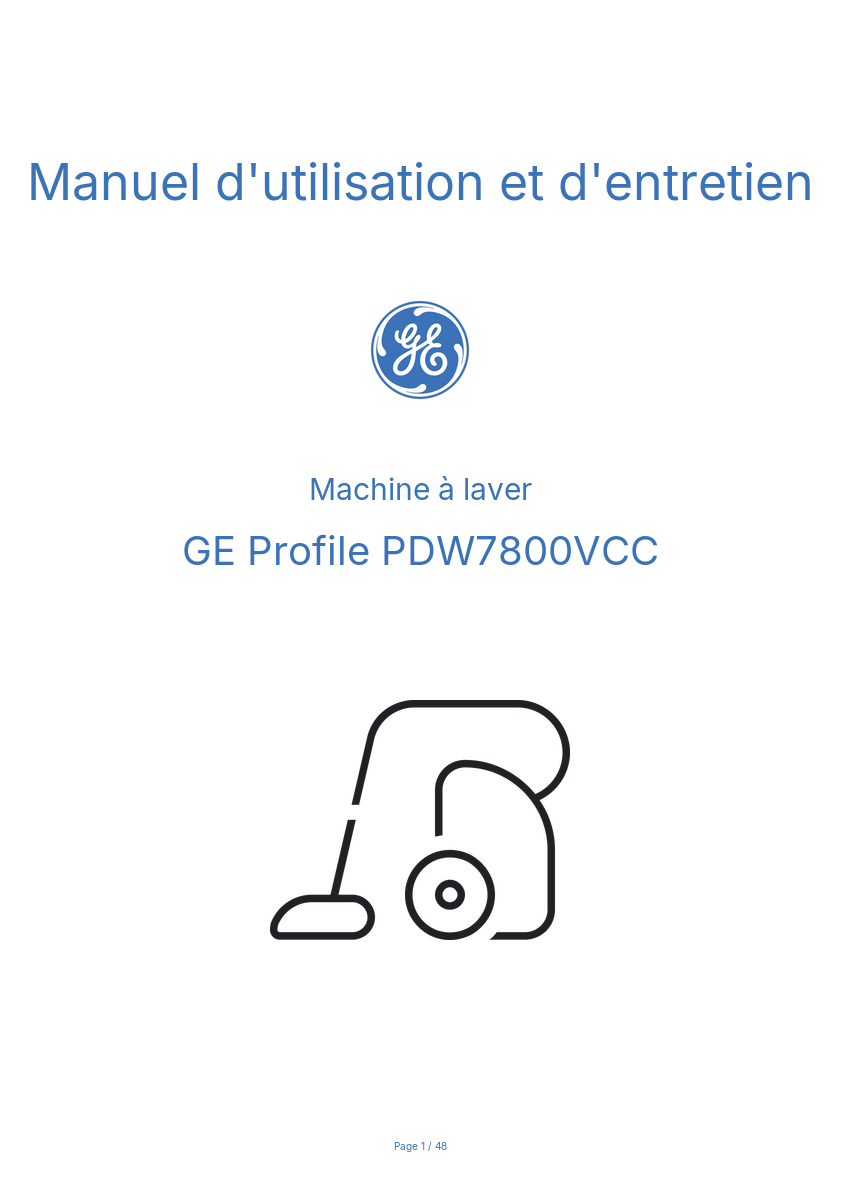 Image de la première page du manuel de l'appareil Profile PDW7800VCC