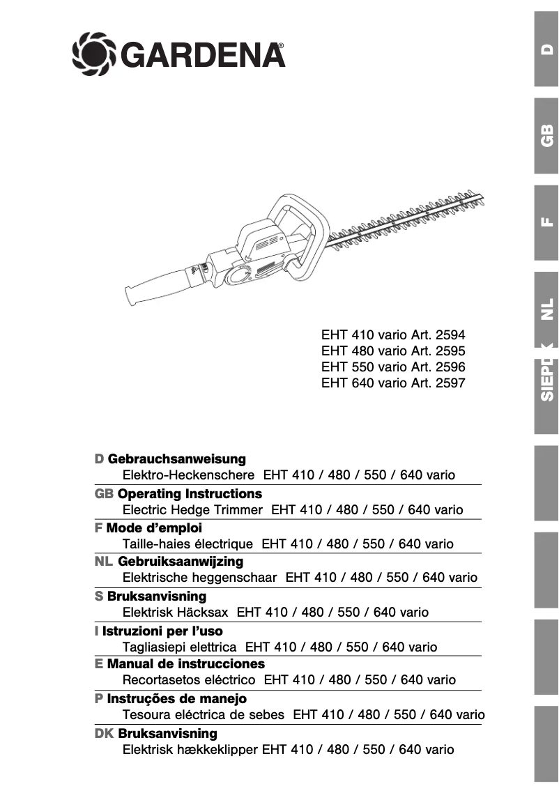 Image de la première page du manuel de l'appareil EHT 550 vario
