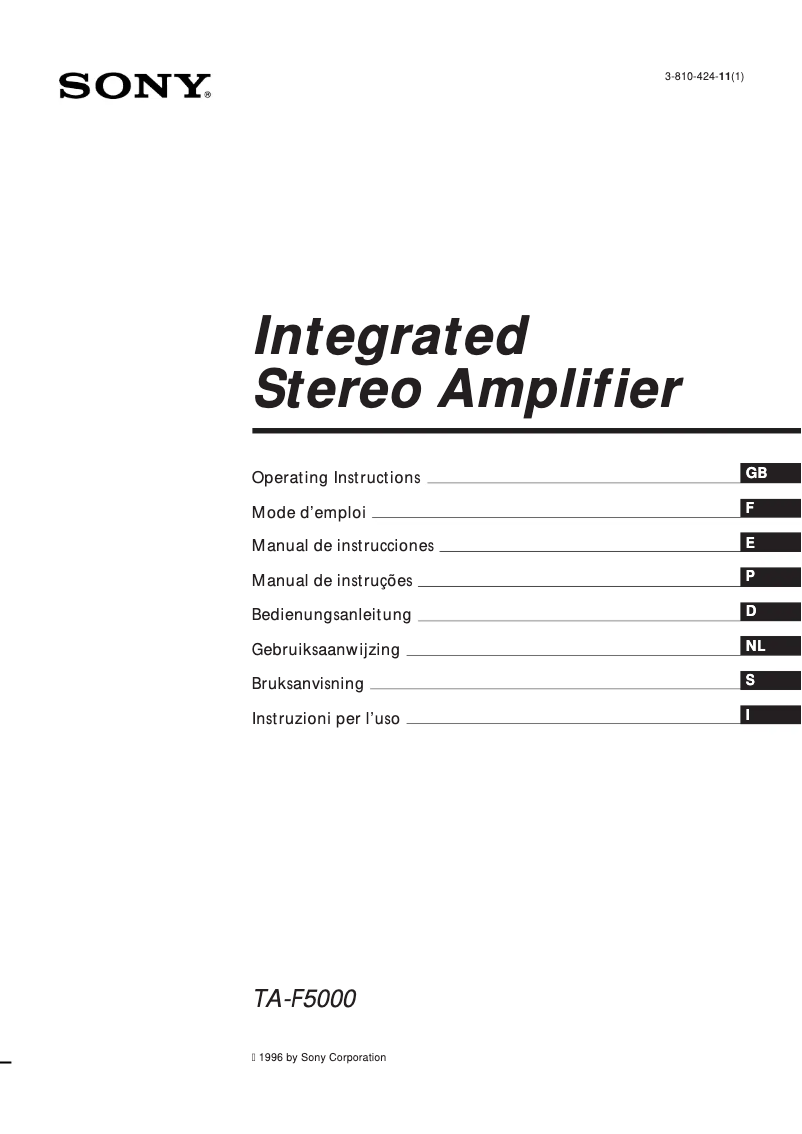 Página 1 del manual Manual de usuario Sony TA-F5000