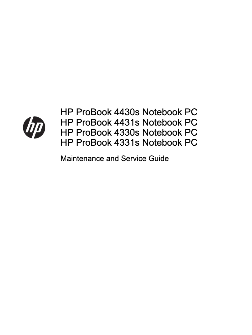 Page n°1 - Manuel utilisateur HP ProBook 4330s