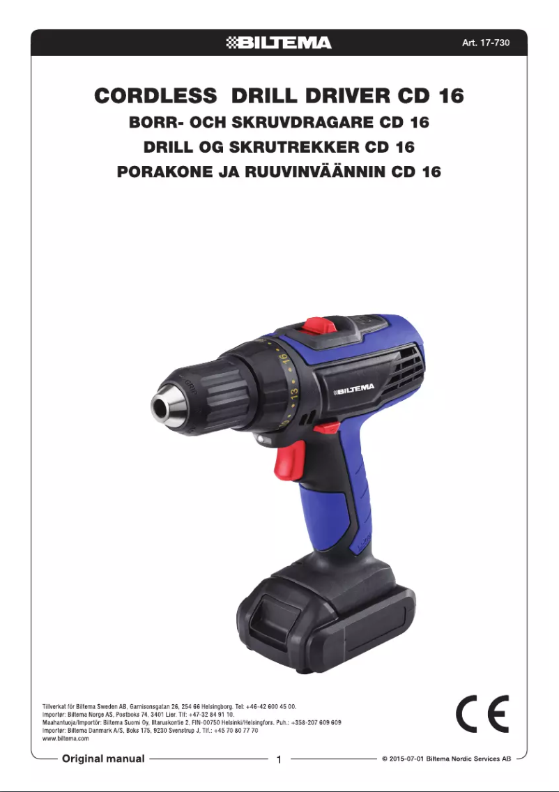 Page n°1 - Manuel utilisateur Biltema CD 16