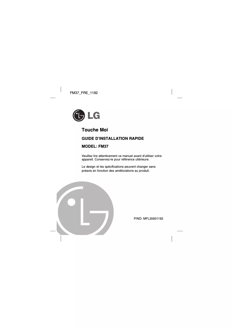 Page n°1 - Manuel utilisateur LG MF-FM37S2K