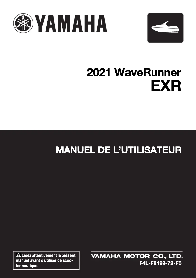 Image de la première page du manuel de l'appareil WaveRunner EXR (2021)