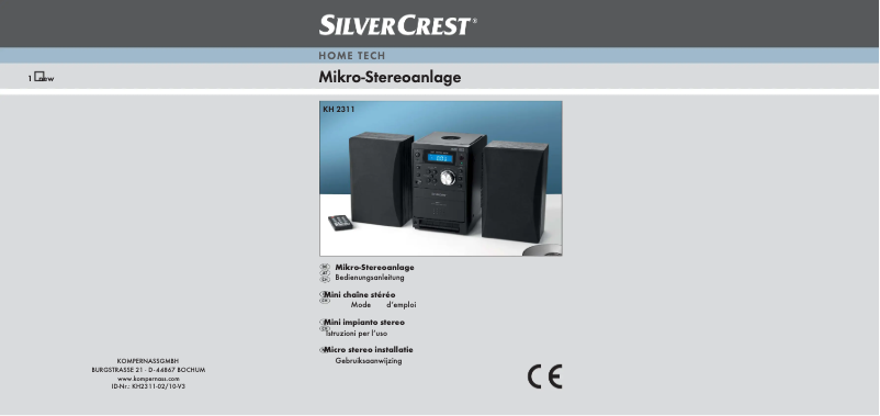 Page n°1 - Manuel utilisateur SilverCrest KH 2311