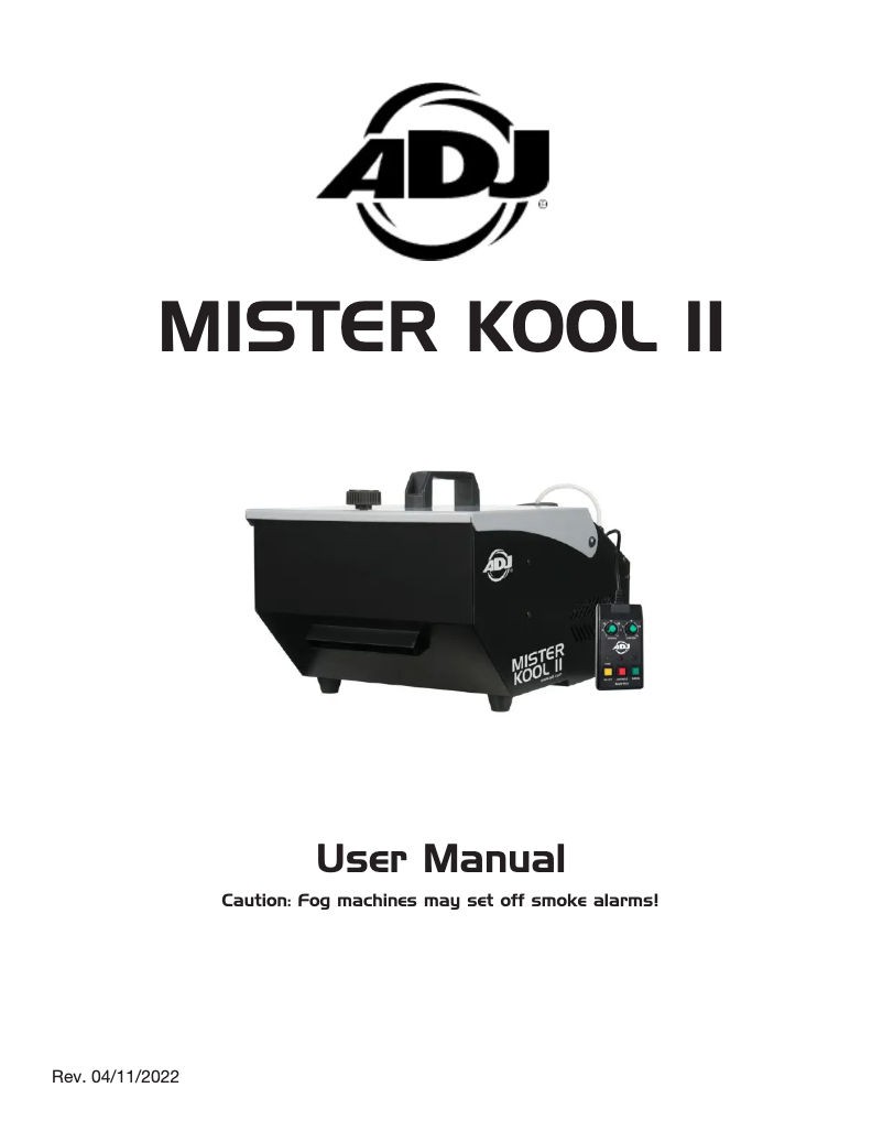 Page n°1 - Manuel utilisateur Adj Mister Kool II