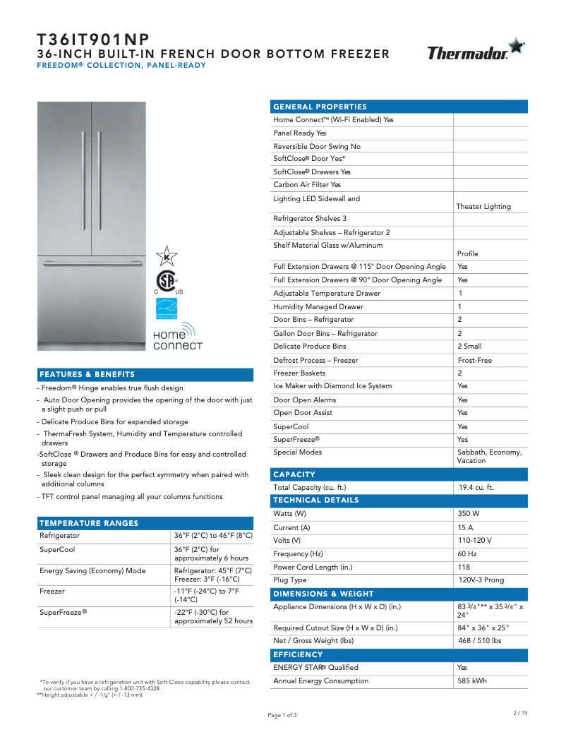 Image de la première page du manuel de l'appareil Freedom T36IT900NP