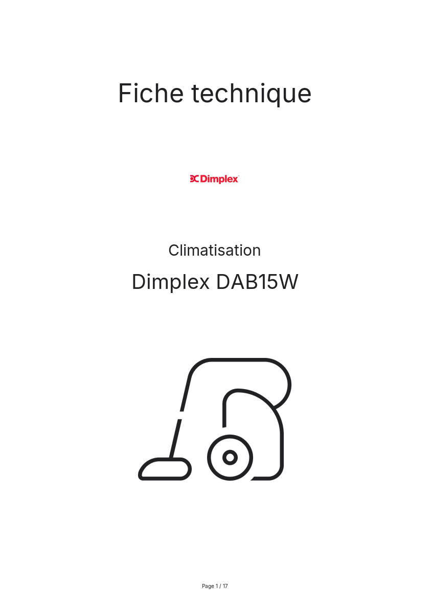 Page n°1 - Fiche technique Dimplex DAB15W